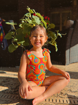 groovy retro one piece swimsuit for girls