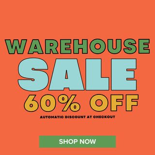 warehouse sale 60% off. automatic discount at checkout. shop now