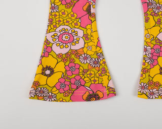 pink and yellow flower power girls bell bottoms 