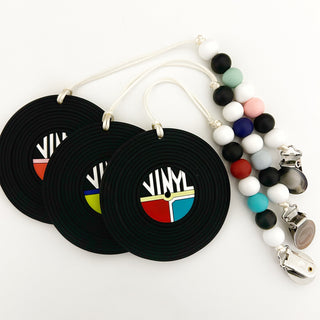 Silicone Baby Teether Toy: Vinyl Record with Clip - Gummy Chic Exclusive