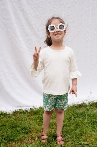 Blue Flower Power Bike Shorts for Toddlers and Girls - Strawberry Jam Kids