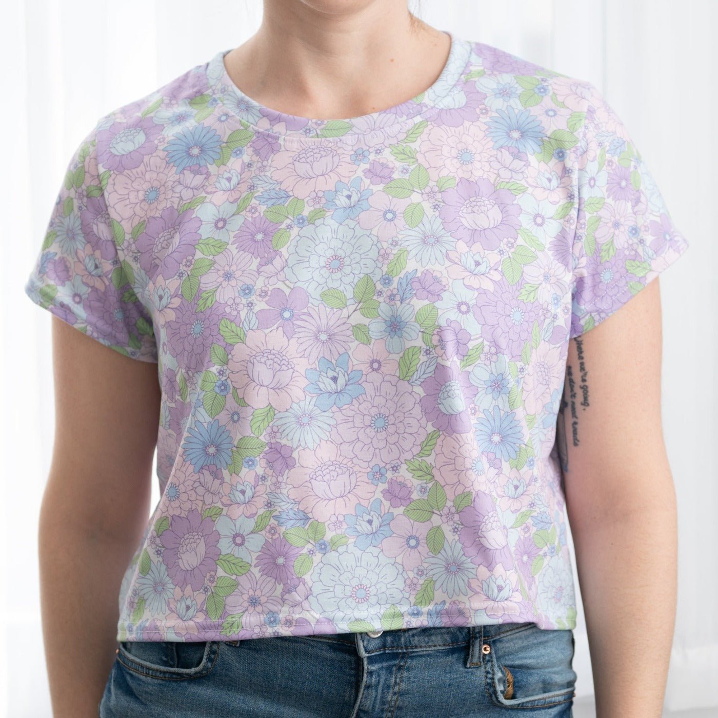 Blue Spring Floral Flower Power Crop Top – Strawberry Jam Kids