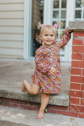 Fall Floral Long Sleeve Baby Toddler Girl Dress - Strawberry Jam Kids