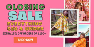 closing sale. everything $20 and under. Extra 15% off orders of $100