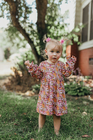 Girls Fall Dress - Baby Toddler Girl Dress - Long Sleeve Dress