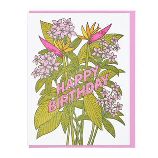 happy birthday retro floral card