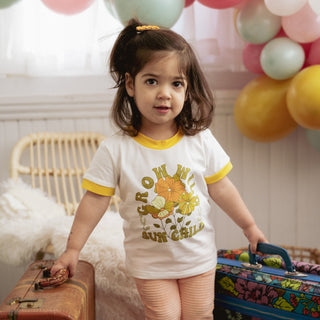 Grow Wild Sun Child Retro Ringer T-Shirt for Baby and Little Girls