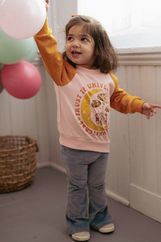 Girls raglan retro graphic crew neck sweatshirt
