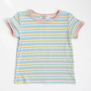 Striped Ringer T-Shirt in Light Blue for Baby, Toddler and Kids