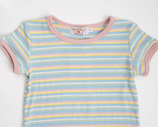Striped Ringer T-Shirt in Light Blue for Baby, Toddler and Kids