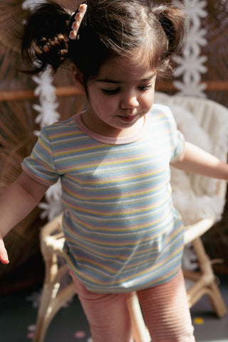Striped Ringer T-Shirt in Light Blue for Baby, Toddler and Kids
