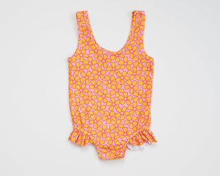 Pink and Yellow Flower Power One Piece Swimsuit Baby Toddler Girls