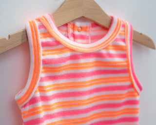 Pink and Orange Terrycloth Romper Baby and Toddler Girls
