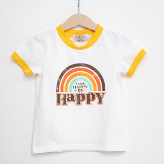 Think Happy Be Happy Retro Ringer T-Shirt for Baby and Little Kids