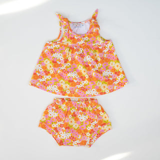 Summer Vintage Floral Two Piece Set Baby Toddler Girls