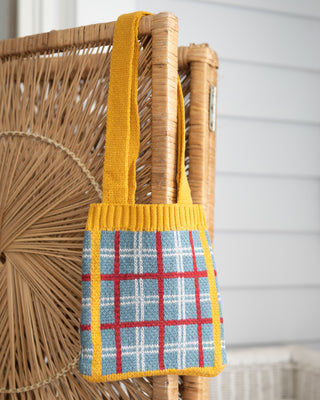 Plaid Knit Kids Shoulder Bags