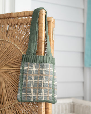 Plaid Knit Kids Shoulder Bags