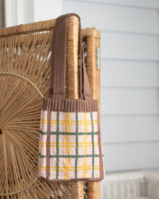 Plaid Knit Kids Shoulder Bags