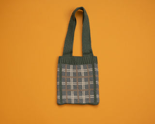 Plaid Knit Kids Shoulder Bags