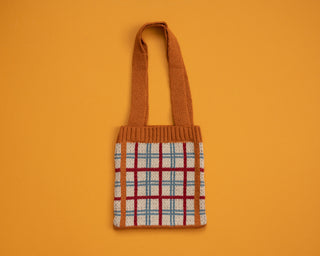 Plaid Knit Kids Shoulder Bags