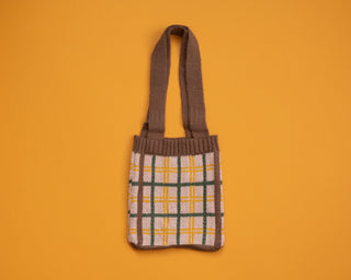 Plaid Knit Kids Shoulder Bags