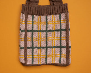 Plaid Knit Kids Shoulder Bags