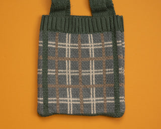 Plaid Knit Kids Shoulder Bags