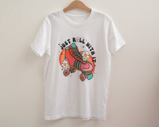 just roll with it roller skate shirt