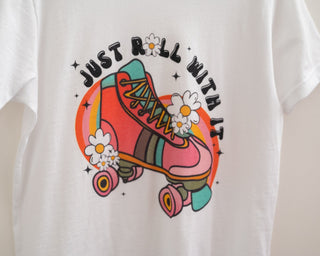 just roll with it roller skate shirt