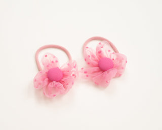 pink flower hair ties