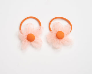 orange flower hair ties