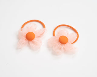 orange flower hair ties