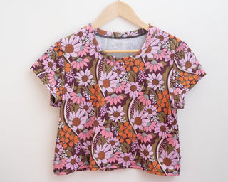 womens top - vintage prints - crop top - floral top