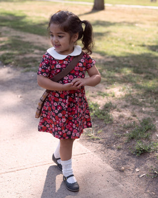Baby Toddler Girls Fall Dress - Fall Floral Dress - Peter Pan Collared Dress - Retro Vintage Style