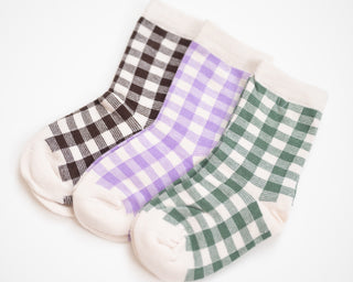 Checkered Sock Sets of 3 in a Variety of Colors for Boys and Girls