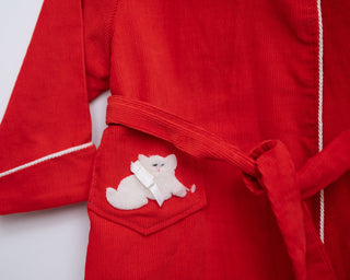Red toddler corduroy vintage robe