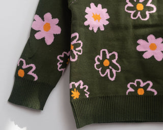 flower power girls sweater