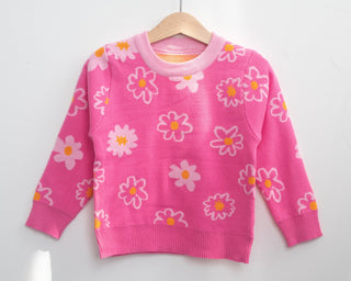 flower power girls sweater