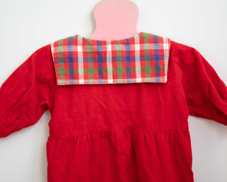 vintage red corduroy baby romper