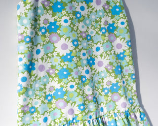 blue and green retro vintage flower power drop waist girls dress