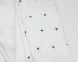 blue and white knit tights