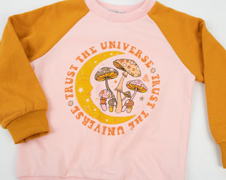 Girls raglan retro graphic crew neck sweatshirt
