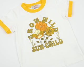 Grow Wild Sun Child Retro Ringer T-Shirt for Baby and Little Girls