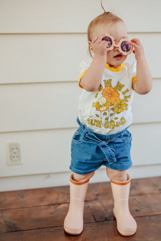 Grow Wild Sun Child Retro Ringer T-Shirt for Baby and Little Girls