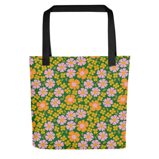 Green Summer Floral Print Tote bag