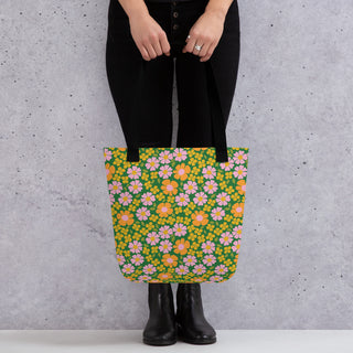 Green Summer Floral Print Tote bag
