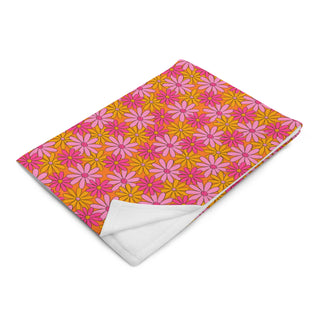 Bold Pink Smiley Daisy Throw Blanket