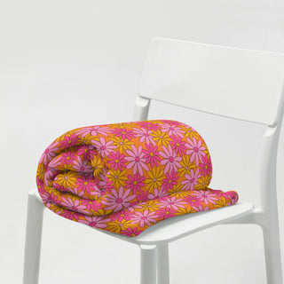 Bold Pink Smiley Daisy Throw Blanket