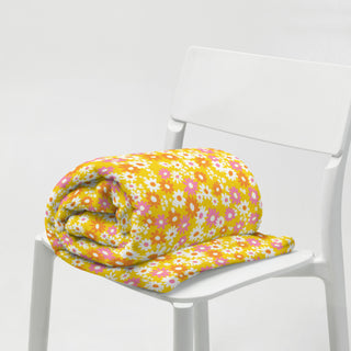 Yellow Vintage Floral Throw Blanket