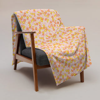 Pink Vintage Floral Throw Blanket